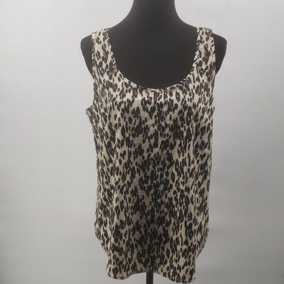 Faded Glory Brown Cream Animal Print Sleeveless Tank Top Size L - Picture 1 of 10